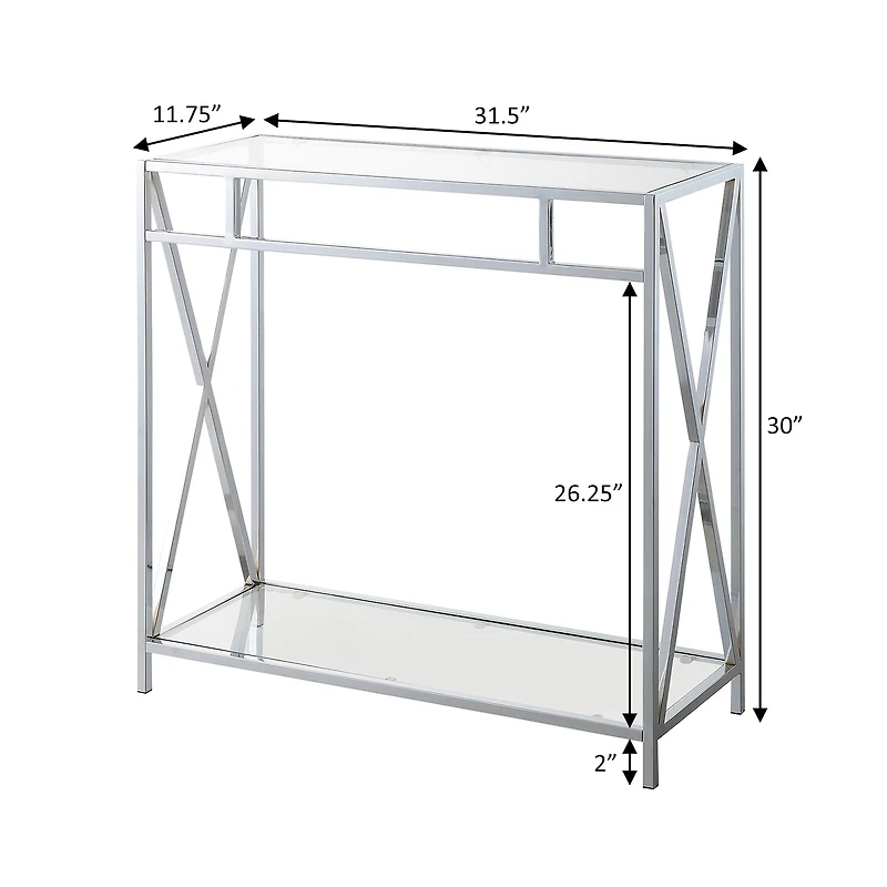 Convenience Concepts Oxford Glass Top Metal Console Table