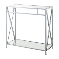 Convenience Concepts Oxford Glass Top Metal Console Table