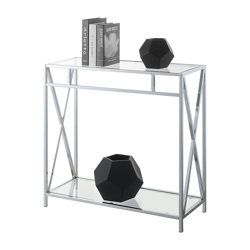 Convenience Concepts Oxford Glass Top Metal Console Table