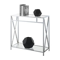 Convenience Concepts Oxford Glass Top Metal Console Table