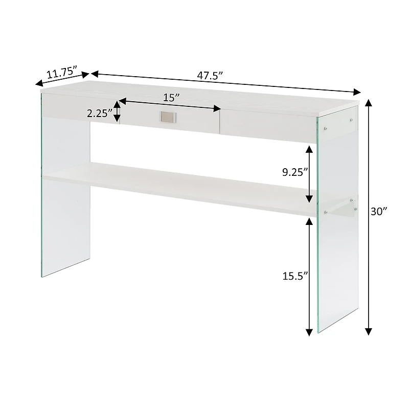 Convenience Concepts Soho Glass Top 1-Drawer Console Table