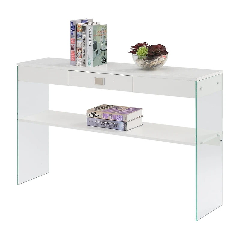 Convenience Concepts Soho Glass Top 1-Drawer Console Table