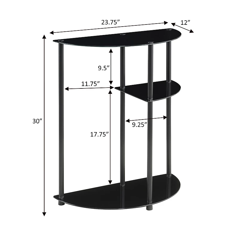 Convenience Concepts Design2go Glass Top Metal Console Table