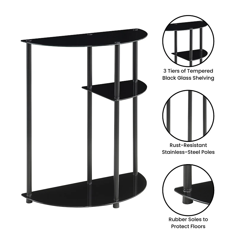 Convenience Concepts Design2go Glass Top Metal Console Table