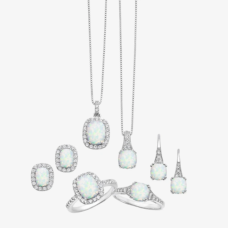 Gemstone Sterling Silver Cushion Drop Earrings