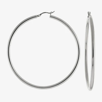 Sterling Silver Large Polished Hoop Earrings