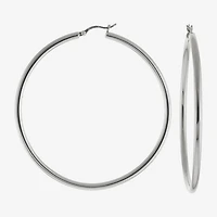 Sterling Silver Large Polished Hoop Earrings