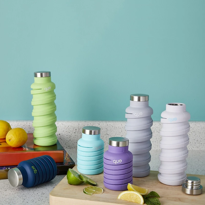 Que Collapsible Bpa Free Dishwasher Safe 20 Oz. Water Bottle