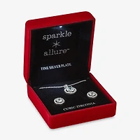 Sparkle Allure Light Up Box Womens Cubic Zirconia Pure Silver Over Brass 2-pc. Jewelry Set