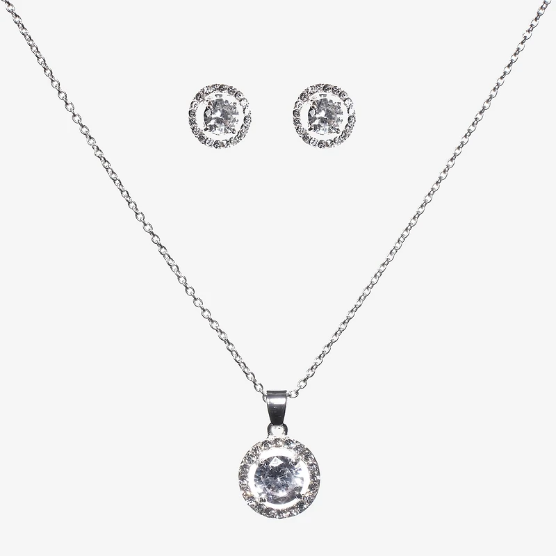 Sparkle Allure Light Up Box Womens Cubic Zirconia Pure Silver Over Brass 2-pc. Jewelry Set