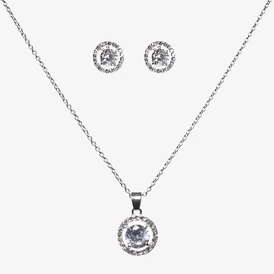 Sparkle Allure Light Up Box Womens Cubic Zirconia Pure Silver Over Brass 2-pc. Jewelry Set