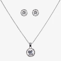 Sparkle Allure Light Up Box Womens Cubic Zirconia Pure Silver Over Brass 2-pc. Jewelry Set
