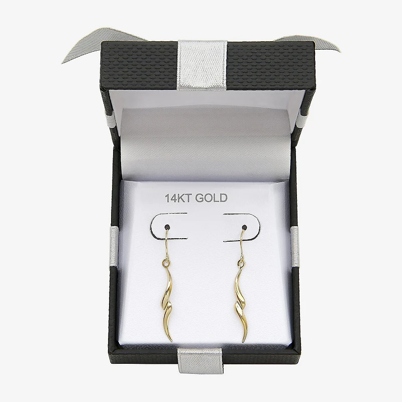 Womens 14K Gold Round Drop Earrings
