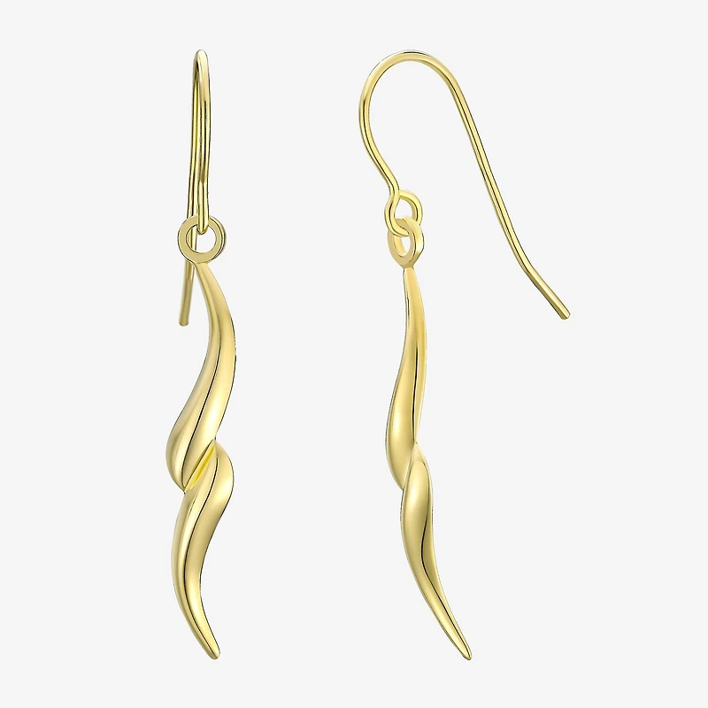 Womens 14K Gold Round Drop Earrings