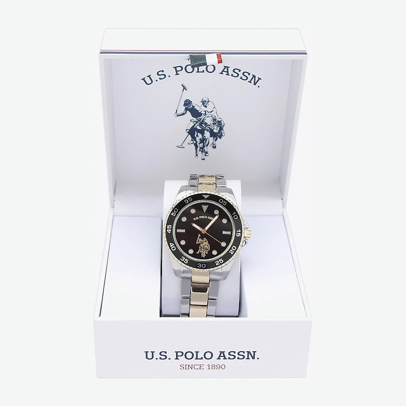U.S. Polo Assn. Us Polo Assn. Mens Two Tone Strap Watch Usc80726jc