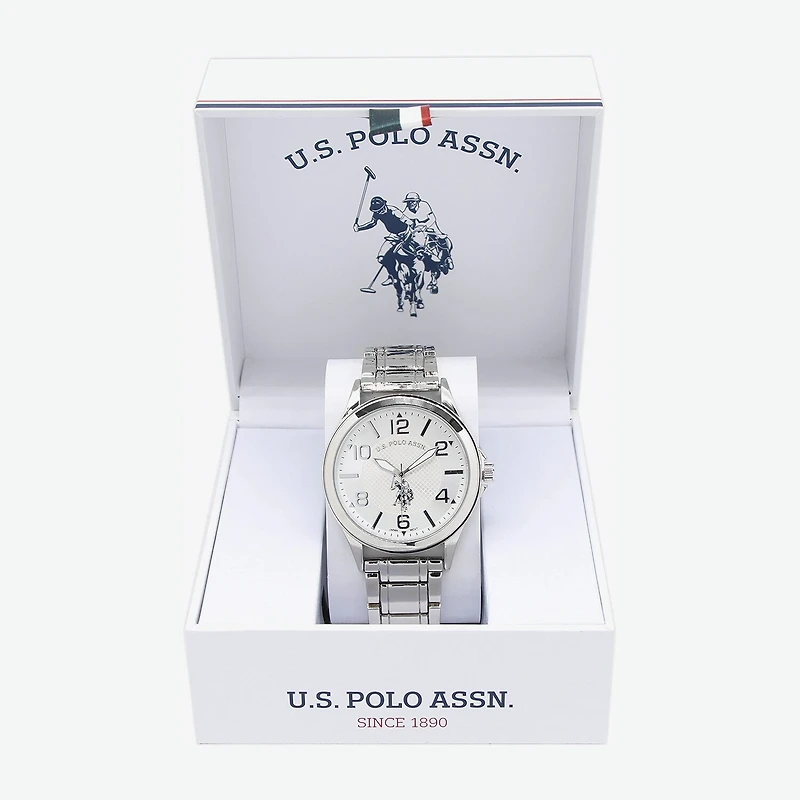 U.S. Polo Assn. Mens Silver Tone Strap Watch Usc80727jc