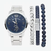 U.S. Polo Assn. Us Polo Assn. Mens Silver Tone 4-pc. Watch Boxed Set Usc20234jc