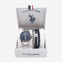 U.S. Polo Assn. Us Polo Assn. Mens Silver Tone 4-pc. Watch Boxed Set Usc20234jc