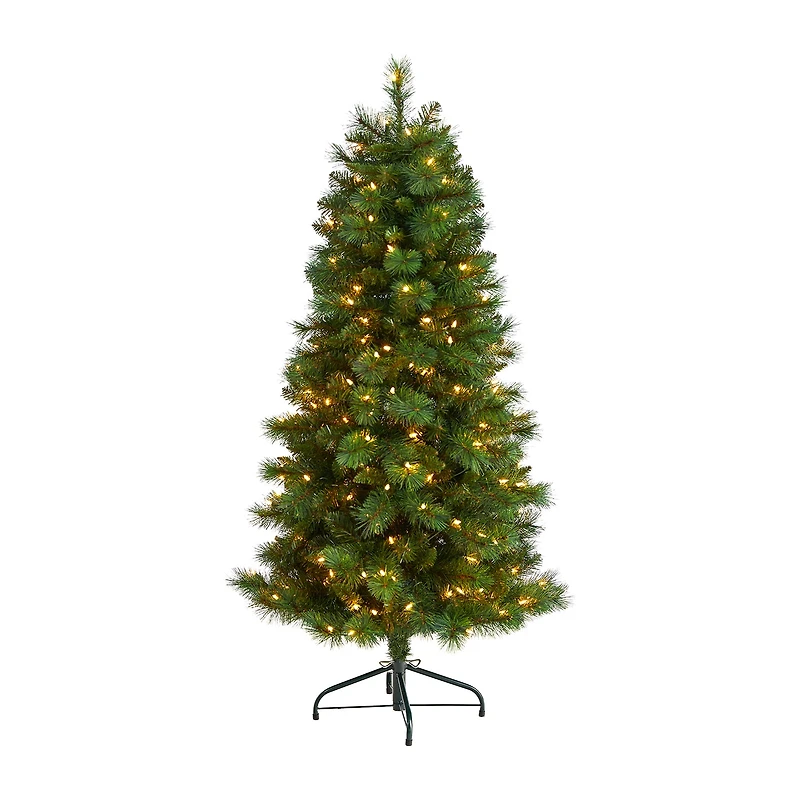 Nearly Natural Faux 5 Foot Pre-Lit Pine Christmas Tree