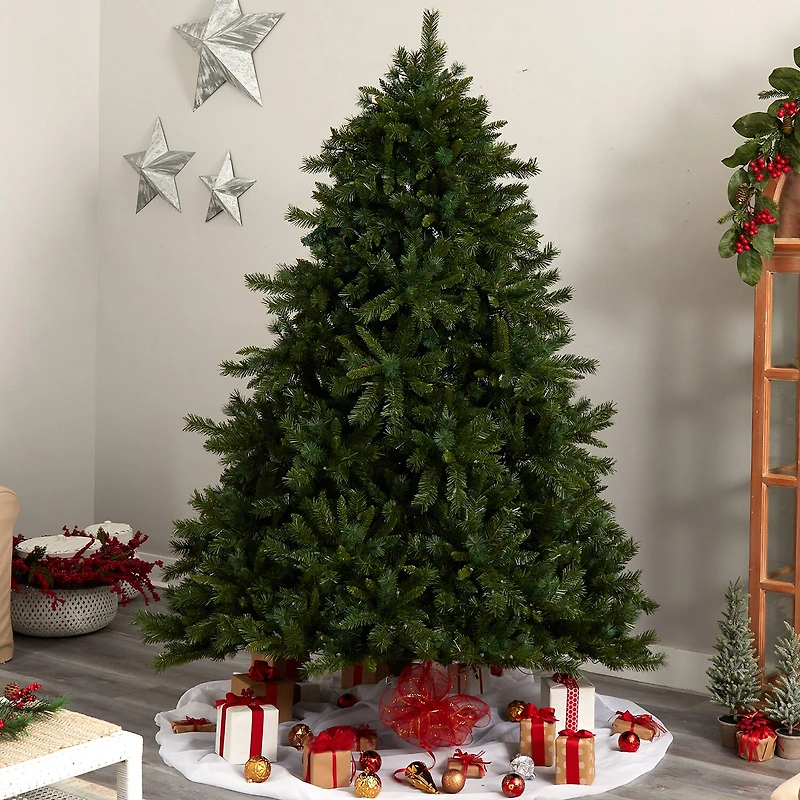 Nearly Natural Faux 8 Foot Pre-Lit Pine Christmas Tree
