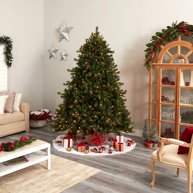 Nearly Natural Faux 8 Foot Pre-Lit Pine Christmas Tree