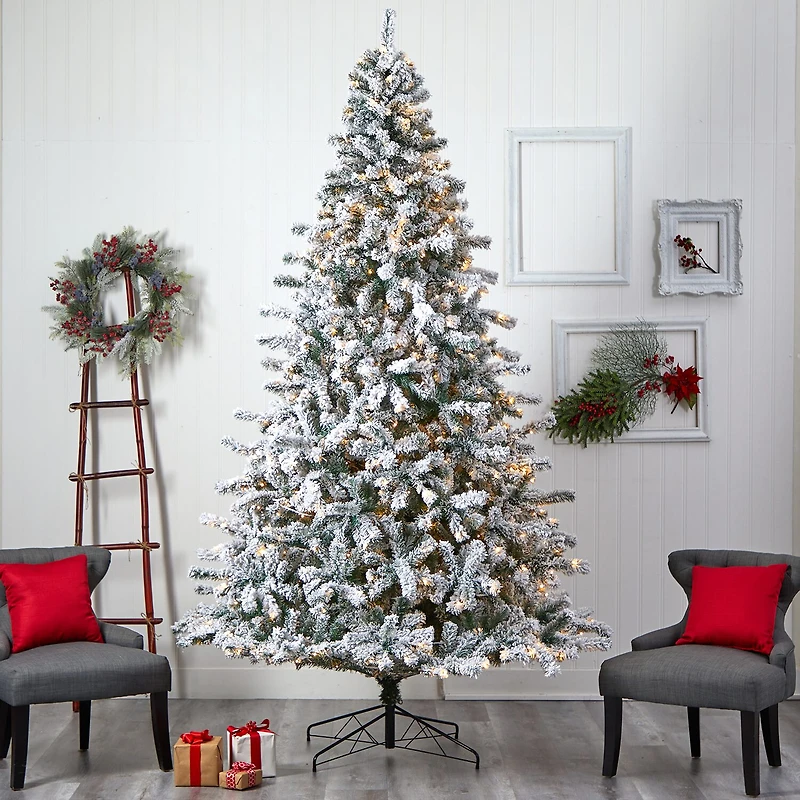Nearly Natural Faux Green 10 Foot Pre-Lit Spruce Christmas Tree