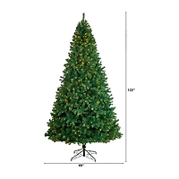 Nearly Natural Faux Douglas 11 Foot Pre-Lit Christmas Tree