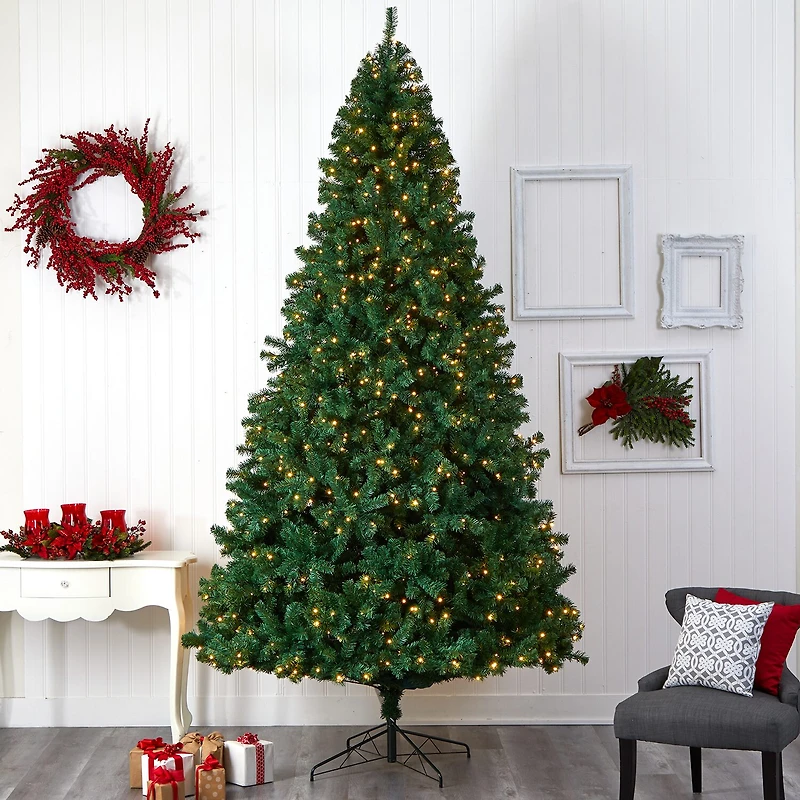 Nearly Natural Faux Douglas 11 Foot Pre-Lit Christmas Tree