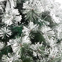Nearly Natural Flocked Oregon Faux 5 Foot Pre-Lit Pine Christmas Tree