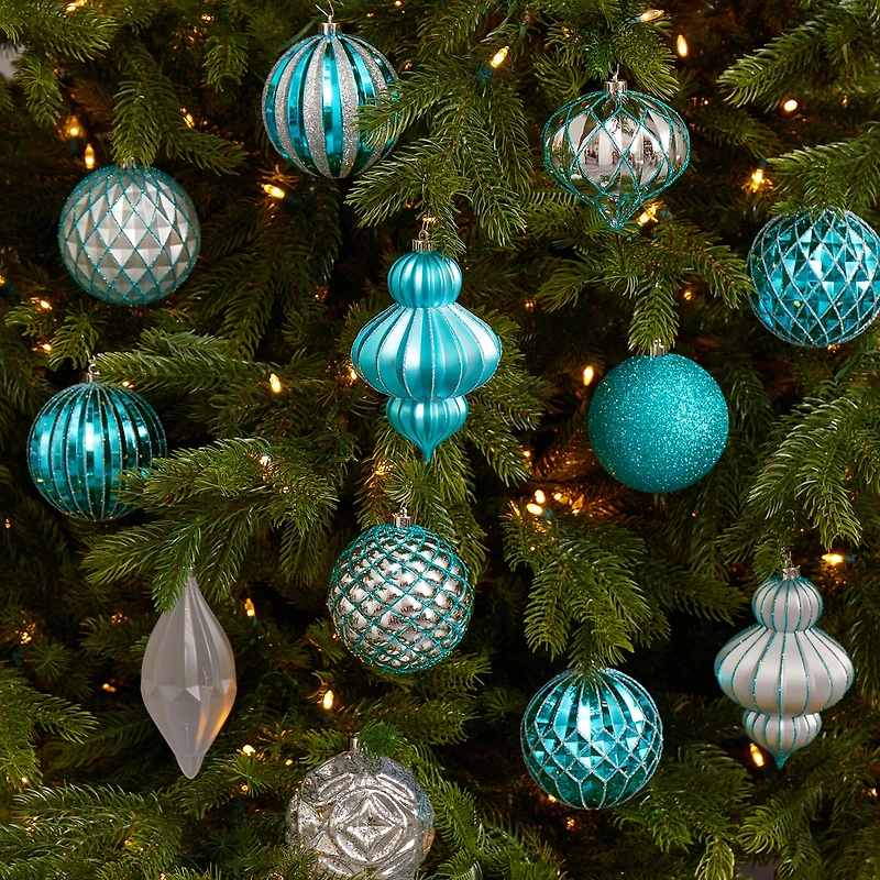 Nearly Natural Shatterproof Tree Blue Set 12-pc. Christmas Ornament