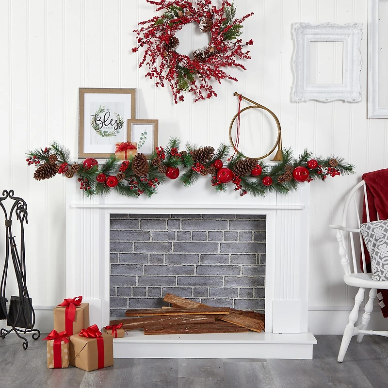 Nearly Natural Apple Christmas Indoor Garland