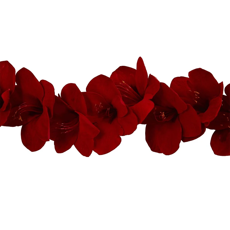 Nearly Natural 5ft. Amaryllis Silk Christmas Indoor Garland