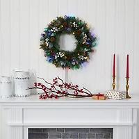Nearly Natural Snow Pre-Lit Wreath