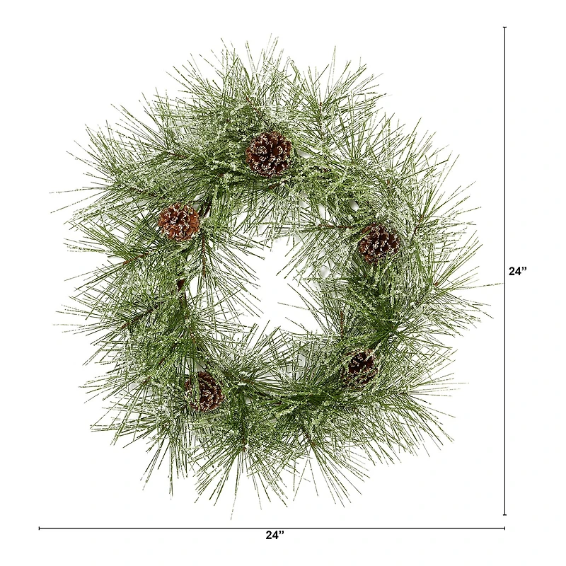 Nearly Natural Iced Pine Artificial Wreath