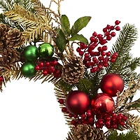 Nearly Natural 24in. Ornament Pine & Pinecone Wreath