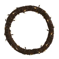 Nearly Natural 20in. Vine With White Warm Pre-Lit Wreath