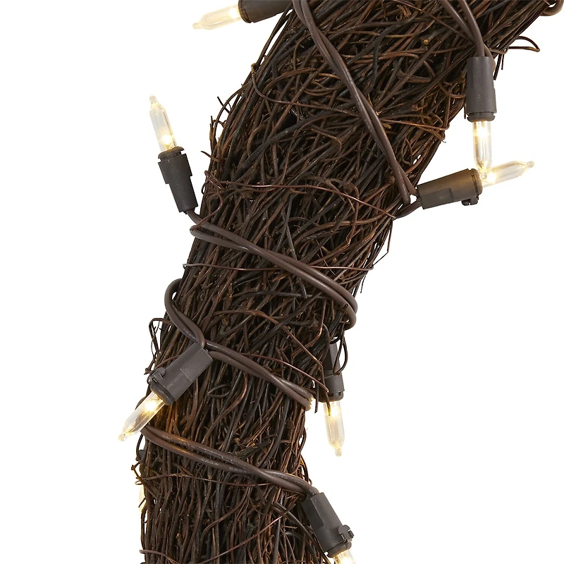 Nearly Natural 20in. Vine With White Warm Pre-Lit Wreath