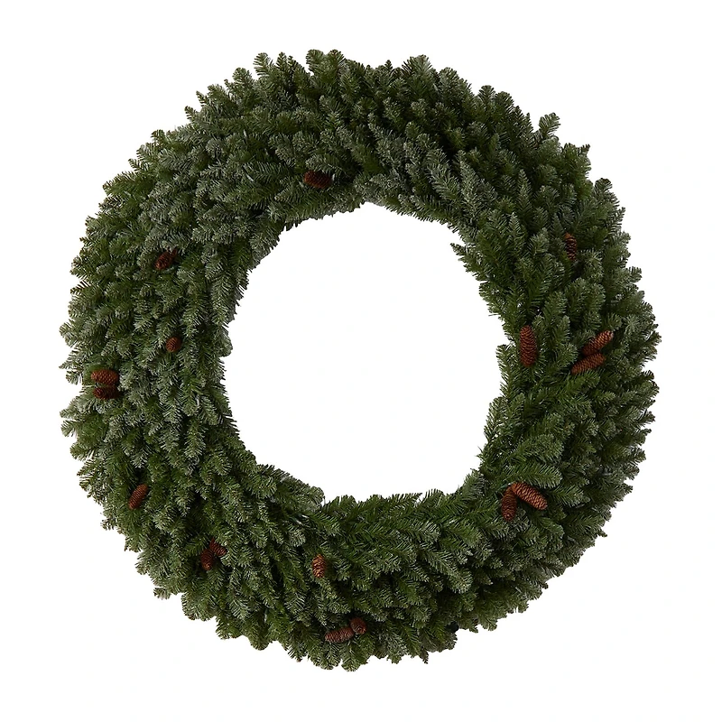 Nearly Natural 5ft. Flocked Faux Pre-Lit Wreath