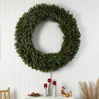 Nearly Natural 5ft. Flocked Faux Pre-Lit Wreath