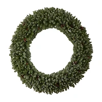 Nearly Natural 6ft. Giant Flocked Faux Pre-Lit Wreath