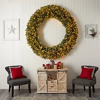 Nearly Natural 6ft. Giant Flocked Faux Pre-Lit Wreath