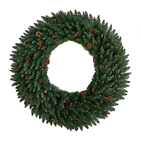 Nearly Natural 4ft. Large Flocked Faux Pre-Lit Wreath
