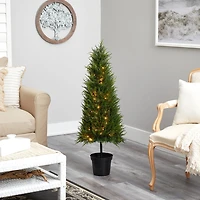 Nearly Natural Cypress Faux 3 1/2 Foot Pre-Lit Christmas Tree