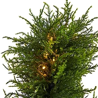 Nearly Natural Spiral Cypress Faux 3 1/2 Foot Pre-Lit Christmas Tree