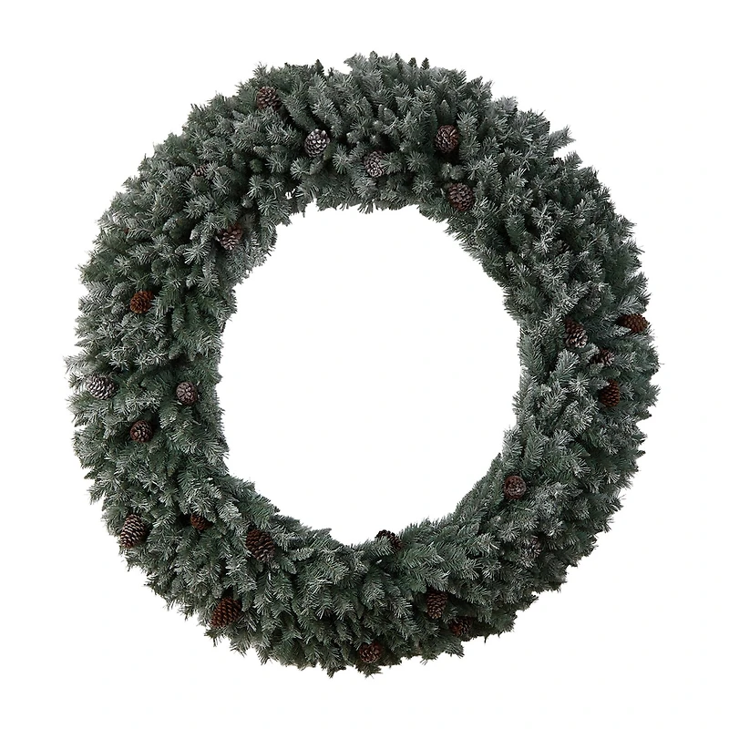Nearly Natural 72in. Faux Pine Pinecones Pre-Lit Wreath