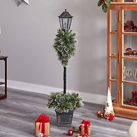 Nearly Natural 5ft. Decorated Lamp Post Christmas Tabletop Decor