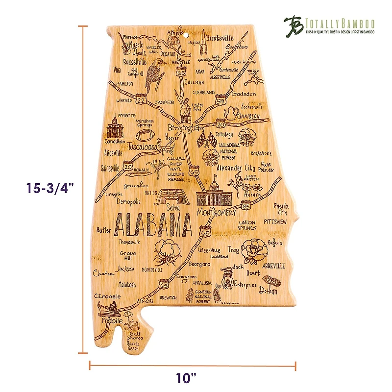 Totally Bamboo Destination State Shaped Serving and Cutting Board