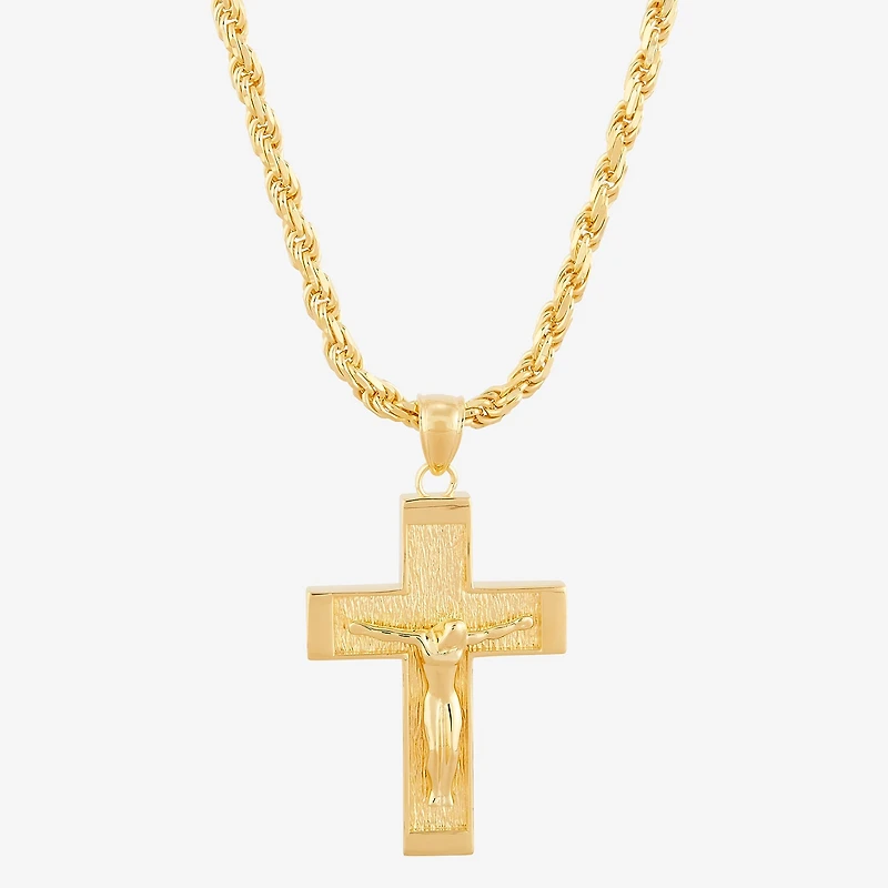 18K Gold Over Silver Crucifix Pendant Necklace