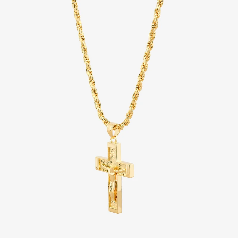 18K Gold Over Silver Crucifix Pendant Necklace
