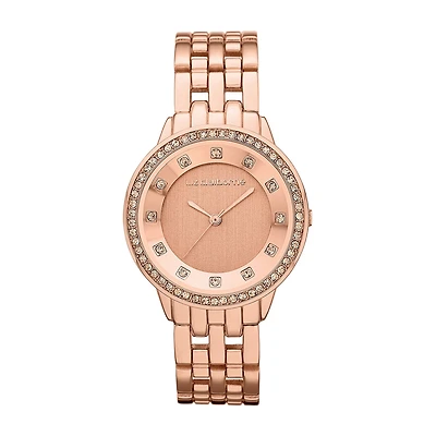 Liz Claiborne® Womens Rose-Tone Watch with Crystals